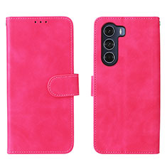 Coque Portefeuille Livre Cuir Etui Clapet L01Z pour Motorola Moto G200 5G Rose Rouge