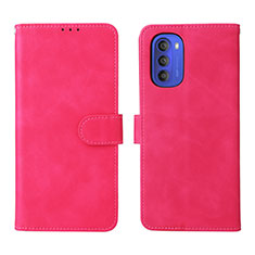 Coque Portefeuille Livre Cuir Etui Clapet L01Z pour Motorola Moto G51 5G Rose Rouge