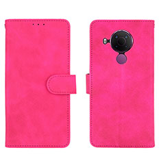 Coque Portefeuille Livre Cuir Etui Clapet L01Z pour Nokia 5.4 Rose Rouge