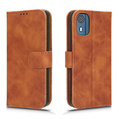 Coque Portefeuille Livre Cuir Etui Clapet L01Z pour Nokia C02 Marron