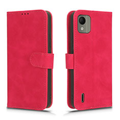 Coque Portefeuille Livre Cuir Etui Clapet L01Z pour Nokia C110 Rose Rouge