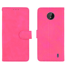 Coque Portefeuille Livre Cuir Etui Clapet L01Z pour Nokia C20 Rose Rouge