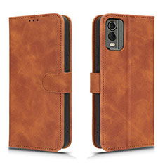 Coque Portefeuille Livre Cuir Etui Clapet L01Z pour Nokia C210 Marron