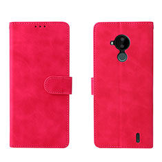 Coque Portefeuille Livre Cuir Etui Clapet L01Z pour Nokia C30 Rose Rouge