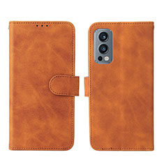 Coque Portefeuille Livre Cuir Etui Clapet L01Z pour OnePlus Nord 2 5G Marron