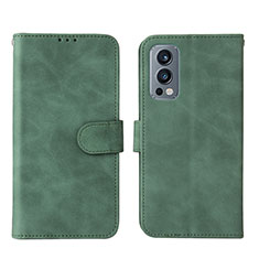 Coque Portefeuille Livre Cuir Etui Clapet L01Z pour OnePlus Nord 2 5G Vert