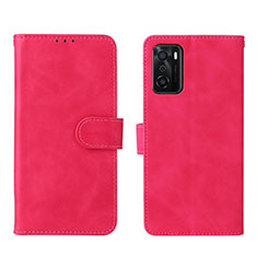 Coque Portefeuille Livre Cuir Etui Clapet L01Z pour Oppo A55S 5G Rose Rouge