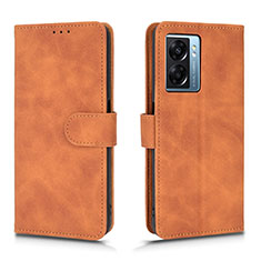 Coque Portefeuille Livre Cuir Etui Clapet L01Z pour Oppo A56S 5G Marron