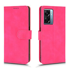 Coque Portefeuille Livre Cuir Etui Clapet L01Z pour Oppo A57 5G Rose Rouge