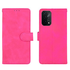 Coque Portefeuille Livre Cuir Etui Clapet L01Z pour Oppo A93 5G Rose Rouge