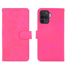 Coque Portefeuille Livre Cuir Etui Clapet L01Z pour Oppo A94 4G Rose Rouge