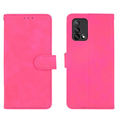 Coque Portefeuille Livre Cuir Etui Clapet L01Z pour Oppo A95 4G Rose Rouge