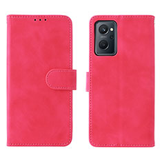 Coque Portefeuille Livre Cuir Etui Clapet L01Z pour Oppo A96 4G Rose Rouge