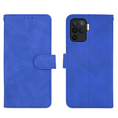 Coque Portefeuille Livre Cuir Etui Clapet L01Z pour Oppo F19 Pro Bleu