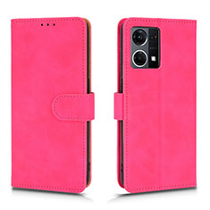 Coque Portefeuille Livre Cuir Etui Clapet L01Z pour Oppo F21 Pro 4G Rose Rouge