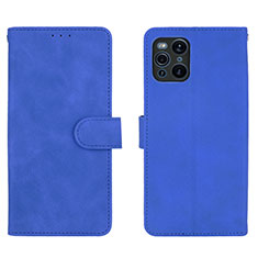 Coque Portefeuille Livre Cuir Etui Clapet L01Z pour Oppo Find X3 5G Bleu