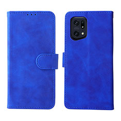 Coque Portefeuille Livre Cuir Etui Clapet L01Z pour Oppo Find X5 Pro 5G Bleu