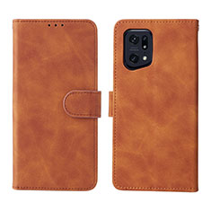 Coque Portefeuille Livre Cuir Etui Clapet L01Z pour Oppo Find X5 Pro 5G Marron