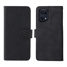 Coque Portefeuille Livre Cuir Etui Clapet L01Z pour Oppo Find X5 Pro 5G Noir