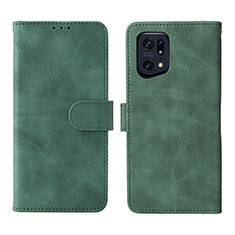 Coque Portefeuille Livre Cuir Etui Clapet L01Z pour Oppo Find X5 Pro 5G Vert