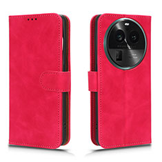 Coque Portefeuille Livre Cuir Etui Clapet L01Z pour Oppo Find X6 5G Rose Rouge