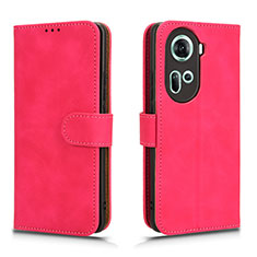 Coque Portefeuille Livre Cuir Etui Clapet L01Z pour Oppo Reno11 5G Rose Rouge