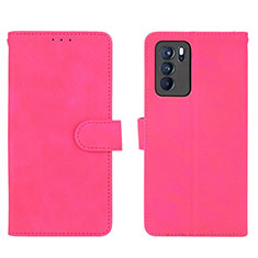 Coque Portefeuille Livre Cuir Etui Clapet L01Z pour Oppo Reno6 Pro 5G India Rose Rouge