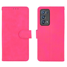 Coque Portefeuille Livre Cuir Etui Clapet L01Z pour Oppo Reno6 Pro+ Plus 5G Rose Rouge