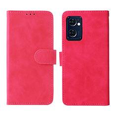 Coque Portefeuille Livre Cuir Etui Clapet L01Z pour Oppo Reno7 5G Rose Rouge