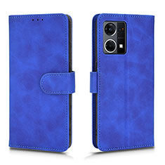 Coque Portefeuille Livre Cuir Etui Clapet L01Z pour Oppo Reno8 4G Bleu