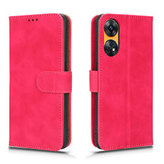 Coque Portefeuille Livre Cuir Etui Clapet L01Z pour Oppo Reno8 T 4G Rose Rouge