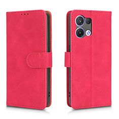 Coque Portefeuille Livre Cuir Etui Clapet L01Z pour Oppo Reno9 5G Rose Rouge