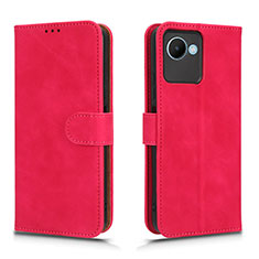 Coque Portefeuille Livre Cuir Etui Clapet L01Z pour Realme C30 Rose Rouge