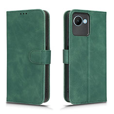 Coque Portefeuille Livre Cuir Etui Clapet L01Z pour Realme C30 Vert