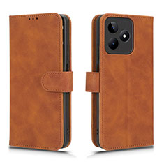 Coque Portefeuille Livre Cuir Etui Clapet L01Z pour Realme C51 Marron