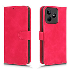 Coque Portefeuille Livre Cuir Etui Clapet L01Z pour Realme C53 India Rose Rouge