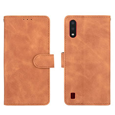 Coque Portefeuille Livre Cuir Etui Clapet L01Z pour Samsung Galaxy A01 SM-A015 Marron