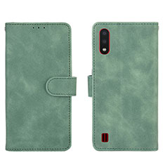 Coque Portefeuille Livre Cuir Etui Clapet L01Z pour Samsung Galaxy A01 SM-A015 Vert