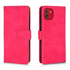 Coque Portefeuille Livre Cuir Etui Clapet L01Z pour Samsung Galaxy A03 Rose Rouge