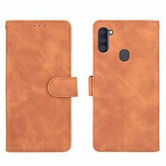 Coque Portefeuille Livre Cuir Etui Clapet L01Z pour Samsung Galaxy A11 Marron