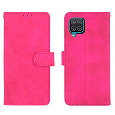 Coque Portefeuille Livre Cuir Etui Clapet L01Z pour Samsung Galaxy A12 Nacho Rose Rouge