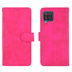 Coque Portefeuille Livre Cuir Etui Clapet L01Z pour Samsung Galaxy A12 Rose Rouge