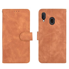 Coque Portefeuille Livre Cuir Etui Clapet L01Z pour Samsung Galaxy A20 Marron