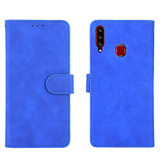 Coque Portefeuille Livre Cuir Etui Clapet L01Z pour Samsung Galaxy A20s Bleu