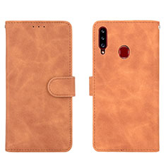 Coque Portefeuille Livre Cuir Etui Clapet L01Z pour Samsung Galaxy A20s Marron