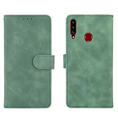 Coque Portefeuille Livre Cuir Etui Clapet L01Z pour Samsung Galaxy A20s Vert