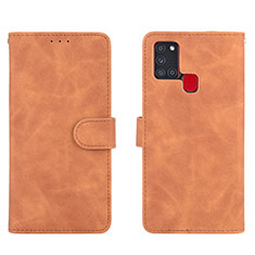 Coque Portefeuille Livre Cuir Etui Clapet L01Z pour Samsung Galaxy A21s Marron