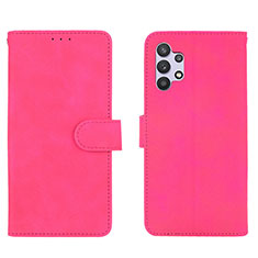 Coque Portefeuille Livre Cuir Etui Clapet L01Z pour Samsung Galaxy A32 4G Rose Rouge