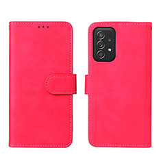 Coque Portefeuille Livre Cuir Etui Clapet L01Z pour Samsung Galaxy A52 5G Rose Rouge