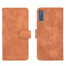 Coque Portefeuille Livre Cuir Etui Clapet L01Z pour Samsung Galaxy A7 (2018) A750 Marron